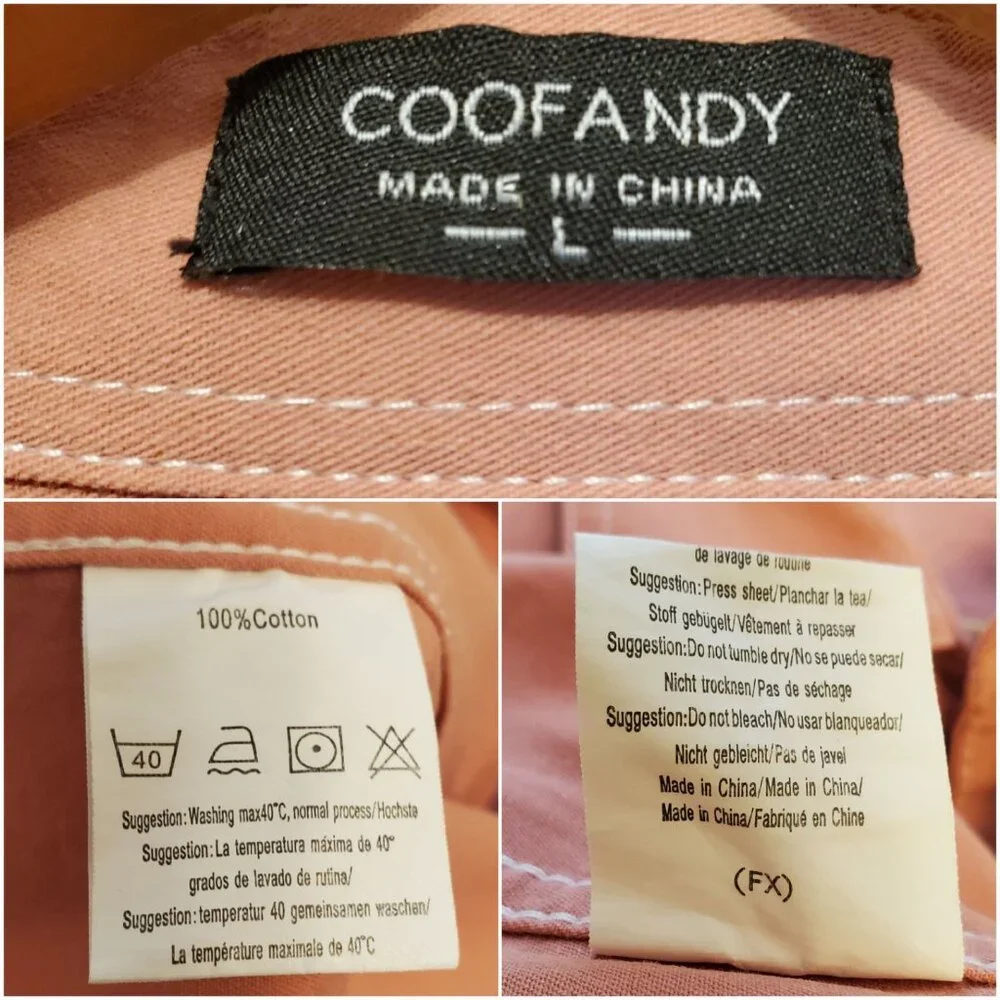 Coofandy Men’s Salmon Pink Short Sleeve Casual Button-Down Shirt - L - Picture 7 of 9